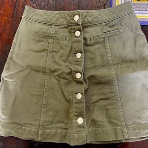 Olive colored mini skirt
